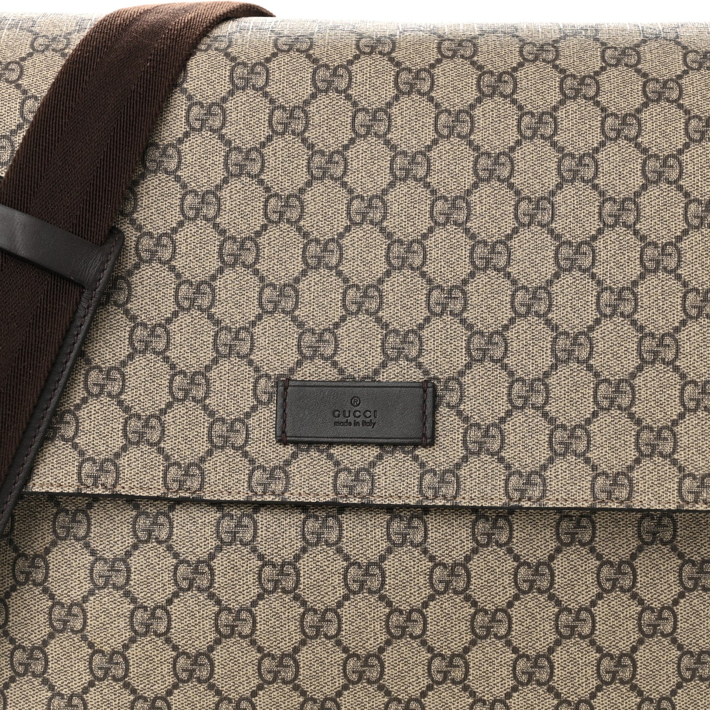 GG Plus Monogram Messenger Diaper Bag Dark Brown