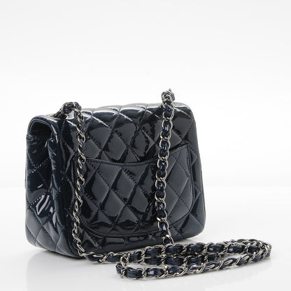 Chanel Patent Quilted Mini Square Flap Navy Blue 3 of 8