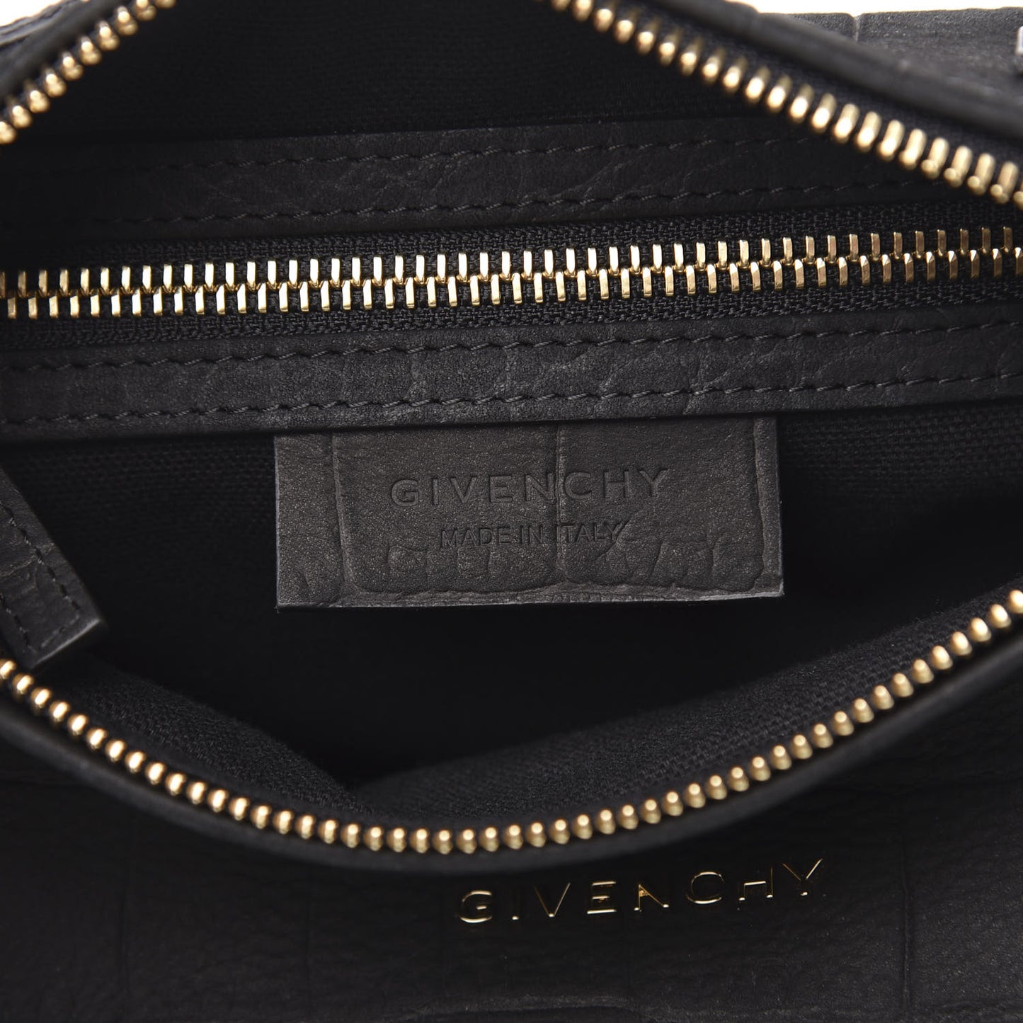 Calfskin Crocodile Embossed Mini Pandora Black