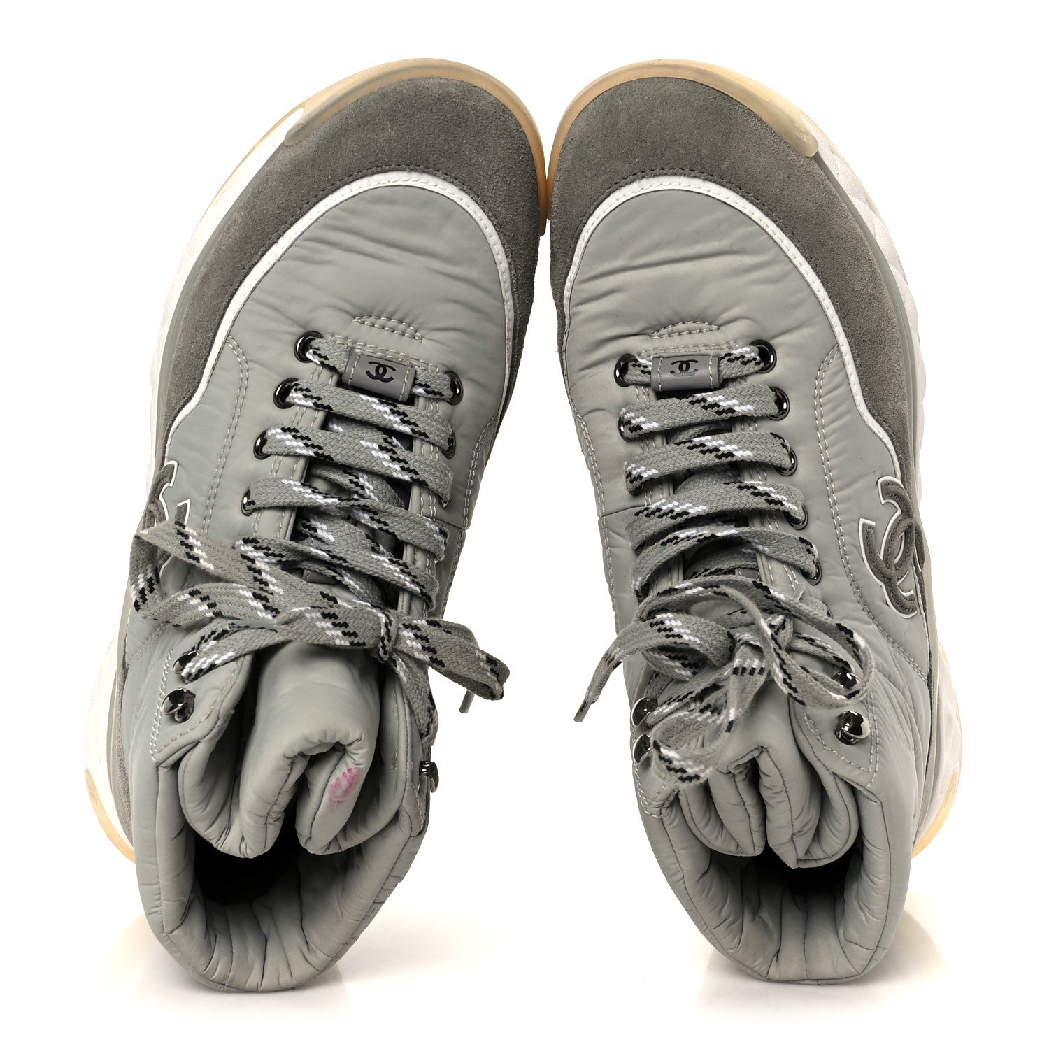 Chanel Fabric Suede Womens CC Sneakers 39 Grey 2 of 11