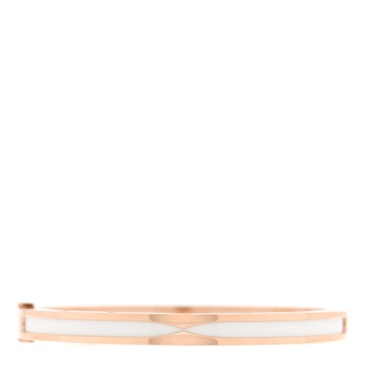 Bulgari 18K Rose Gold White Ceramic B.Zero1 Bangle Bracelet S 1 of 4
