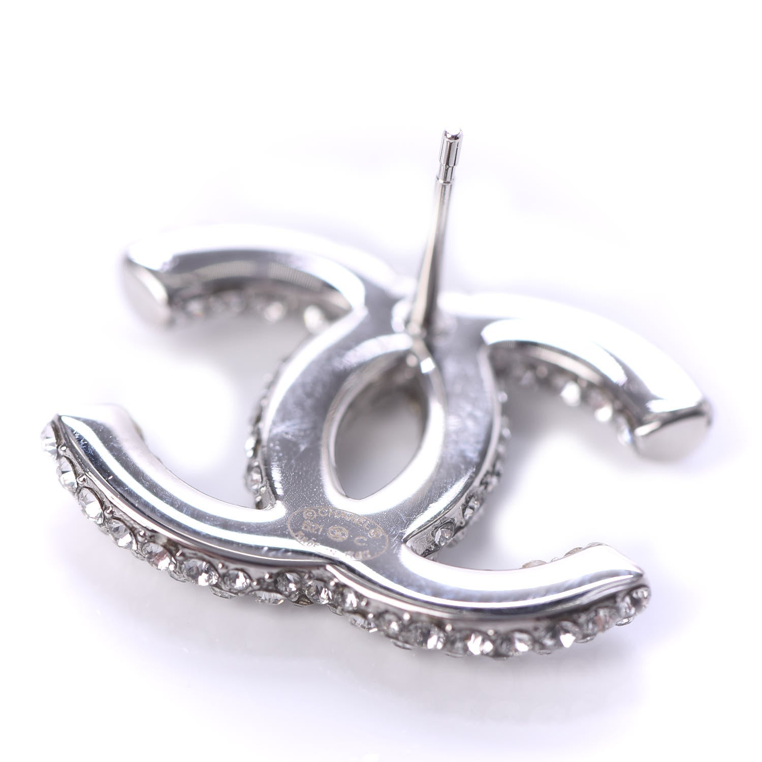 Chanel Crystal CC Earrings Silver 4 of 5