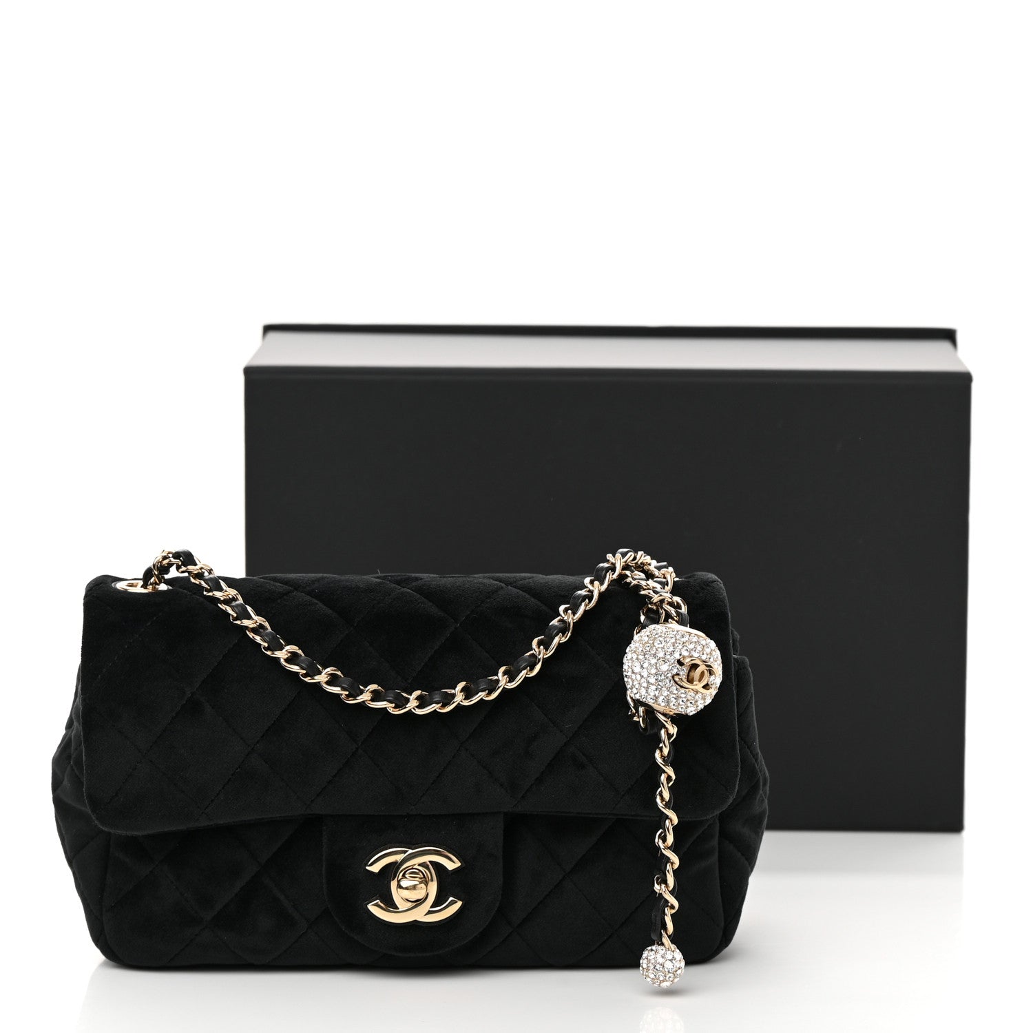 Chanel Velvet Quilted Mini Rectangular Pearl Crush Flap Black 13 of 13
