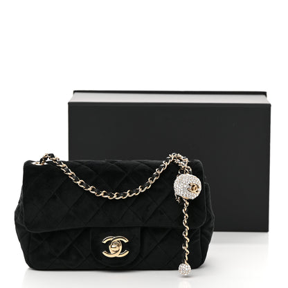 Chanel Velvet Quilted Mini Rectangular Pearl Crush Flap Black 13 of 13