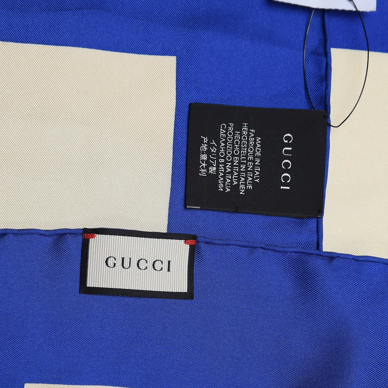 Gucci Silk Logo Square Scarf Ivory Blue 3 of 3
