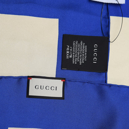 Gucci Silk Logo Square Scarf Ivory Blue 3 of 3
