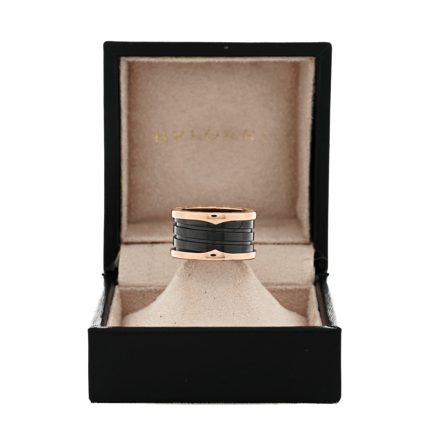 18K Rose Gold Black Ceramic B.Zero1 Four-Band Ring 52 6