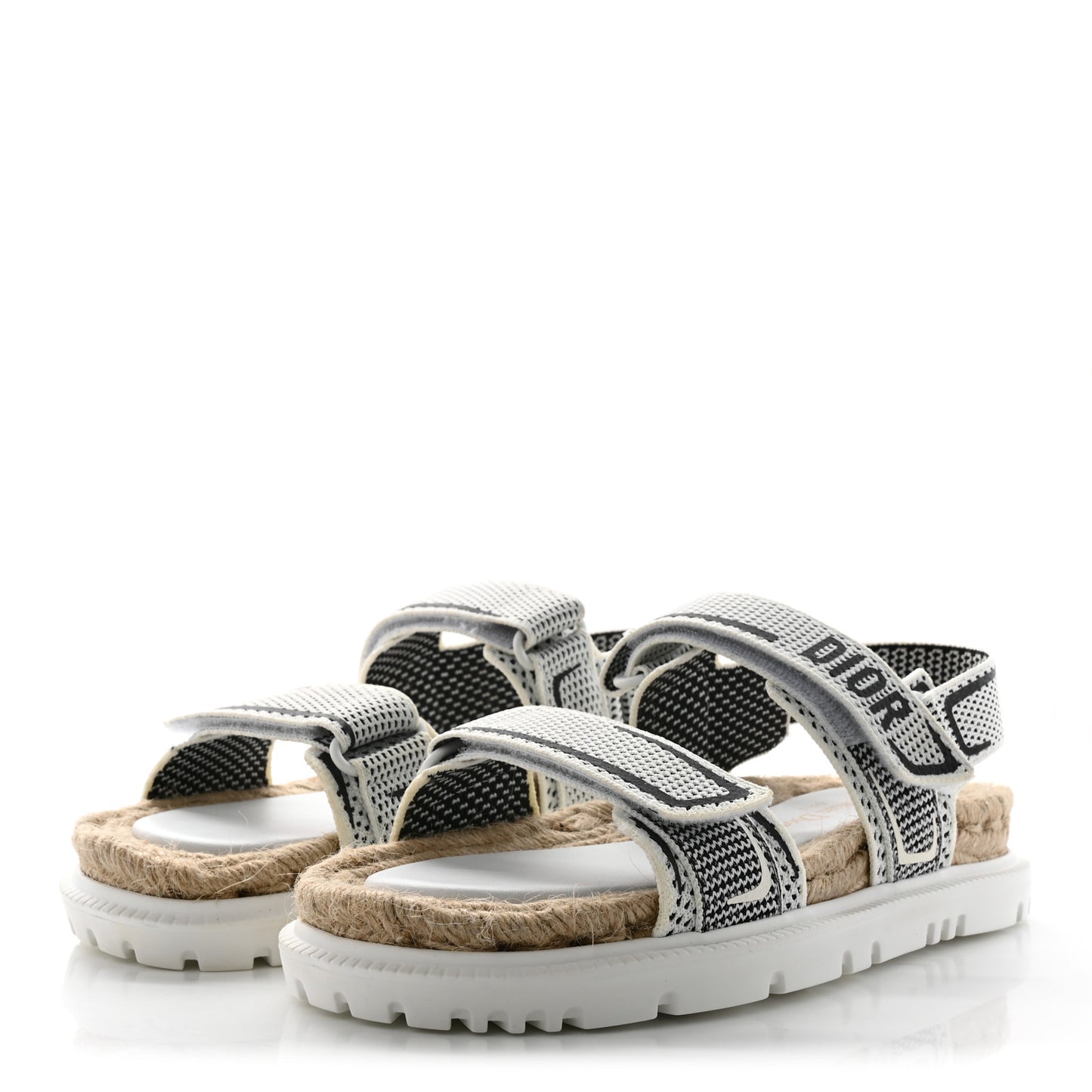 Technical Knit Jute Dioract 10mm Sandals 38 White Black