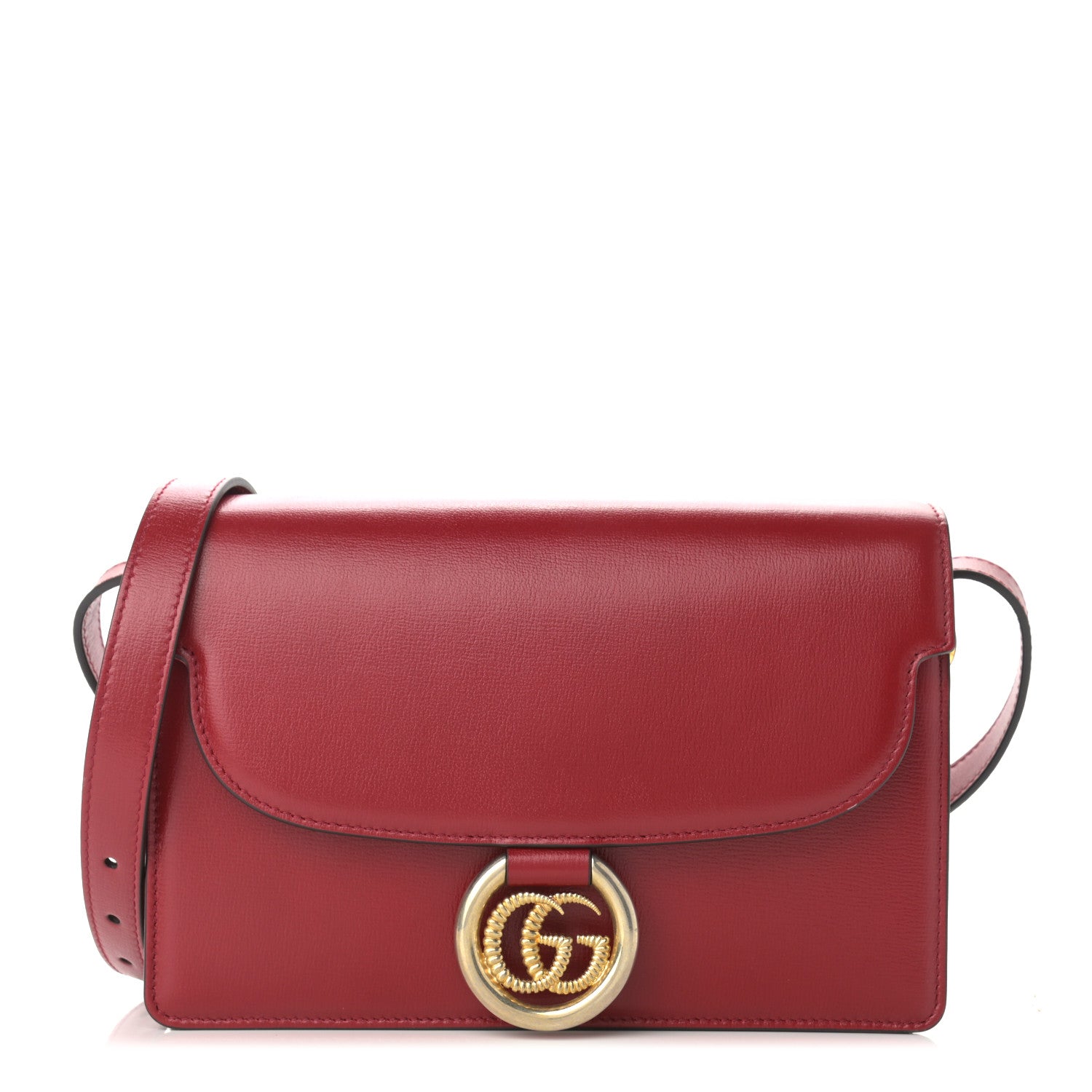 Gucci Textured Calfskin Small Torchon GG Ring Shoulder Bag New Cherry Red 1 of 11
