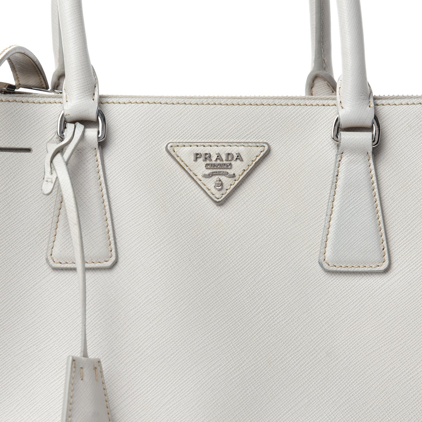 Saffiano Small Galleria Double Zip Tote Talco Black