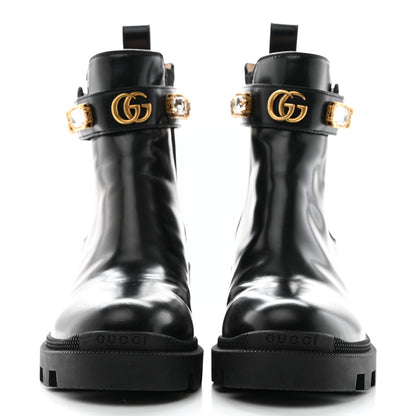 Gucci Calfskin Crystal GG Trip Chelsea Ankle Boots 35.5 Black 2 of 8
