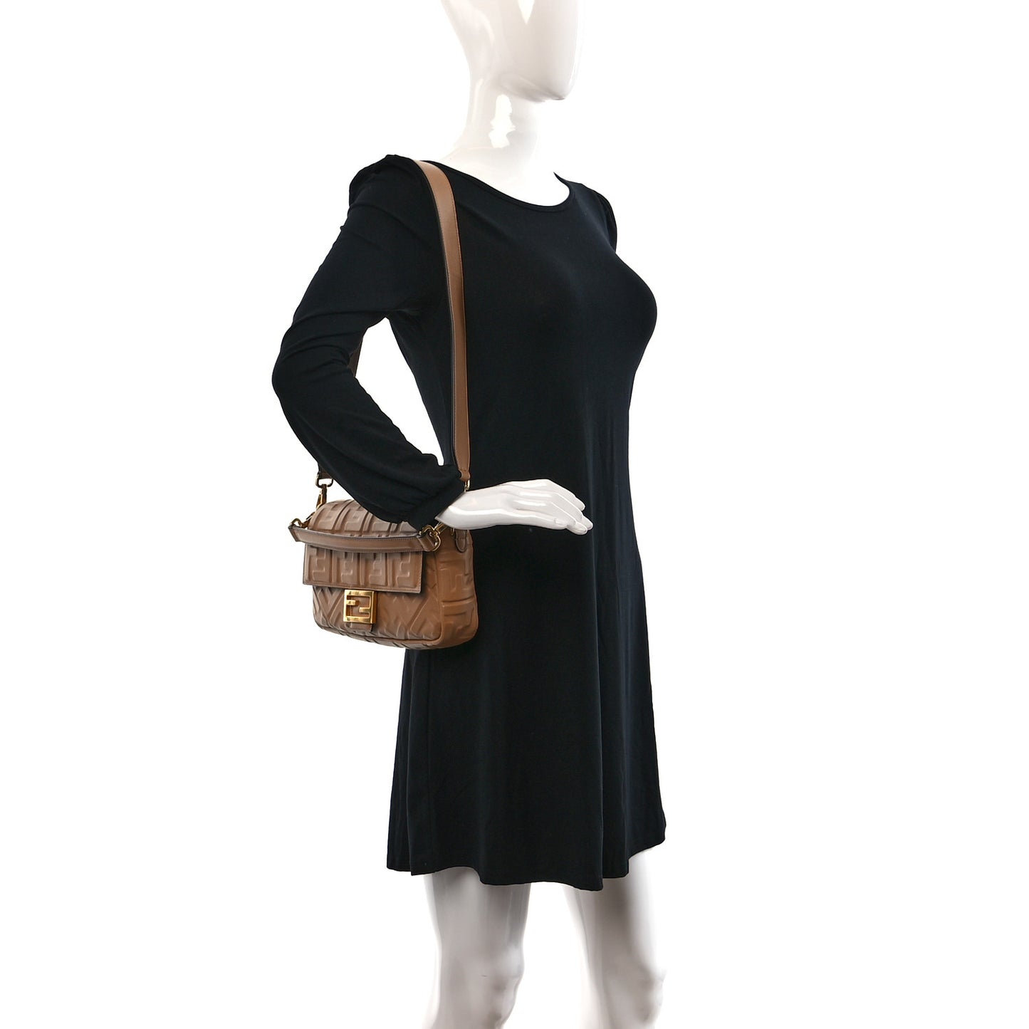 Nappa FF 1974 Embossed Baguette Miele Scuro