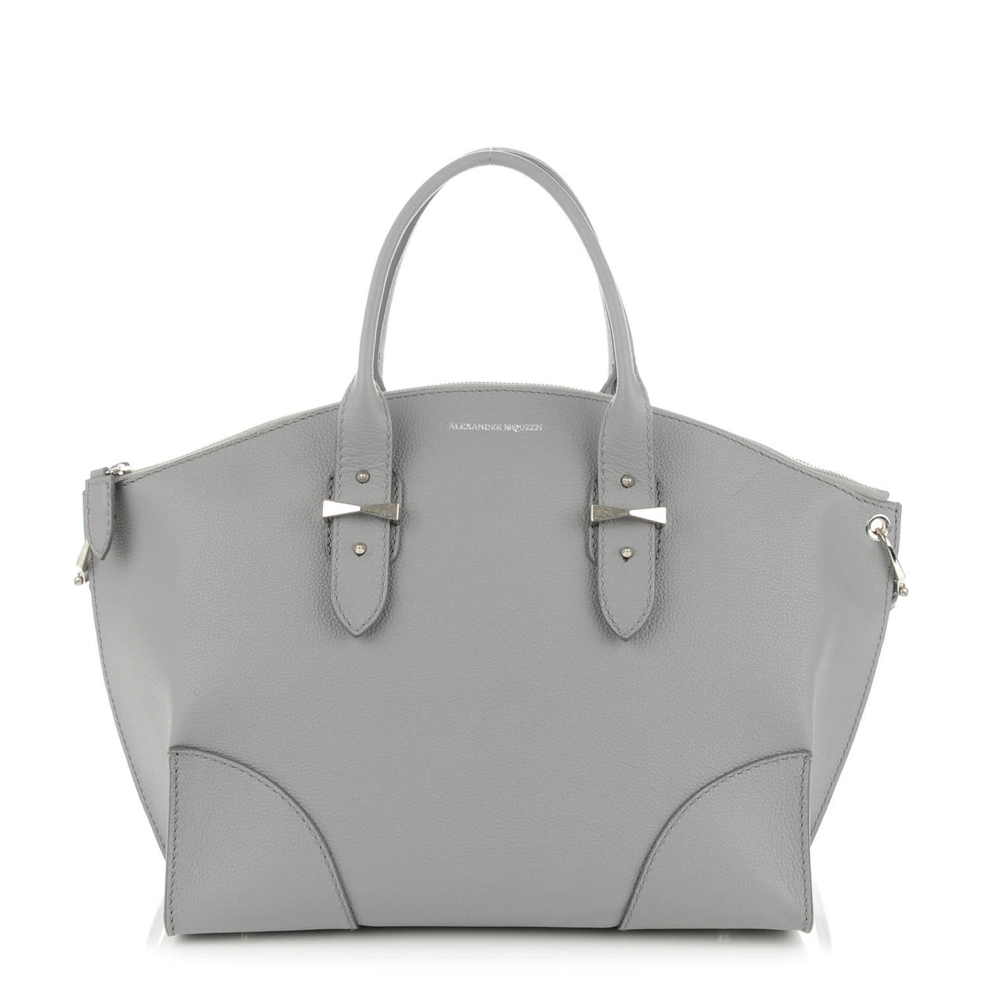 Grained Calfskin Legend Satchel Medium Grey Melange