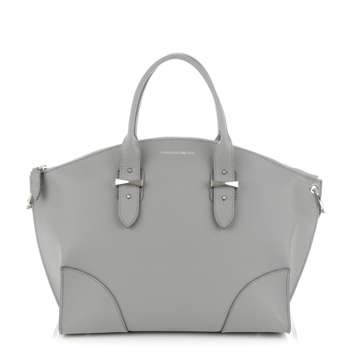 Alexander McQueen Grained Calfskin Legend Satchel Medium Grey Melange 1 of 7