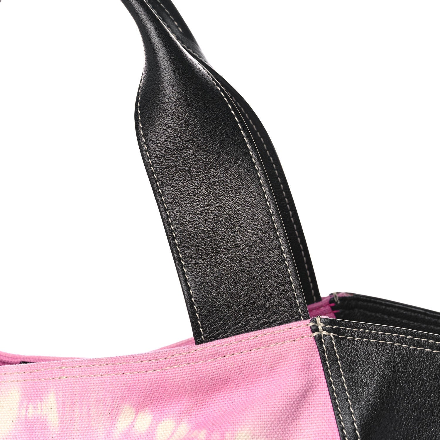 Celine Canvas Smooth Calfskin Frame Tote Black Pink White 16 of 17