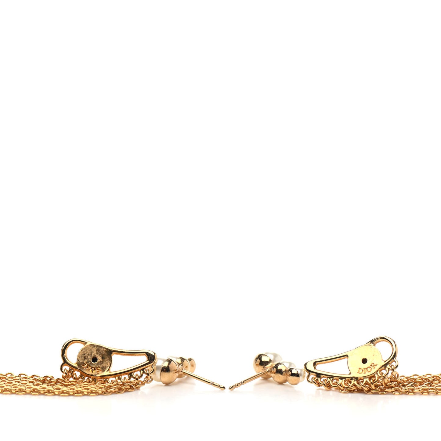 Pearl Dangle Chain Earrings Gold