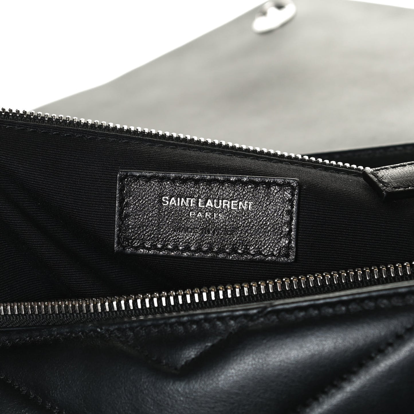 Calfskin Y Quilted Monogram Large Loulou Chain Satchel Black