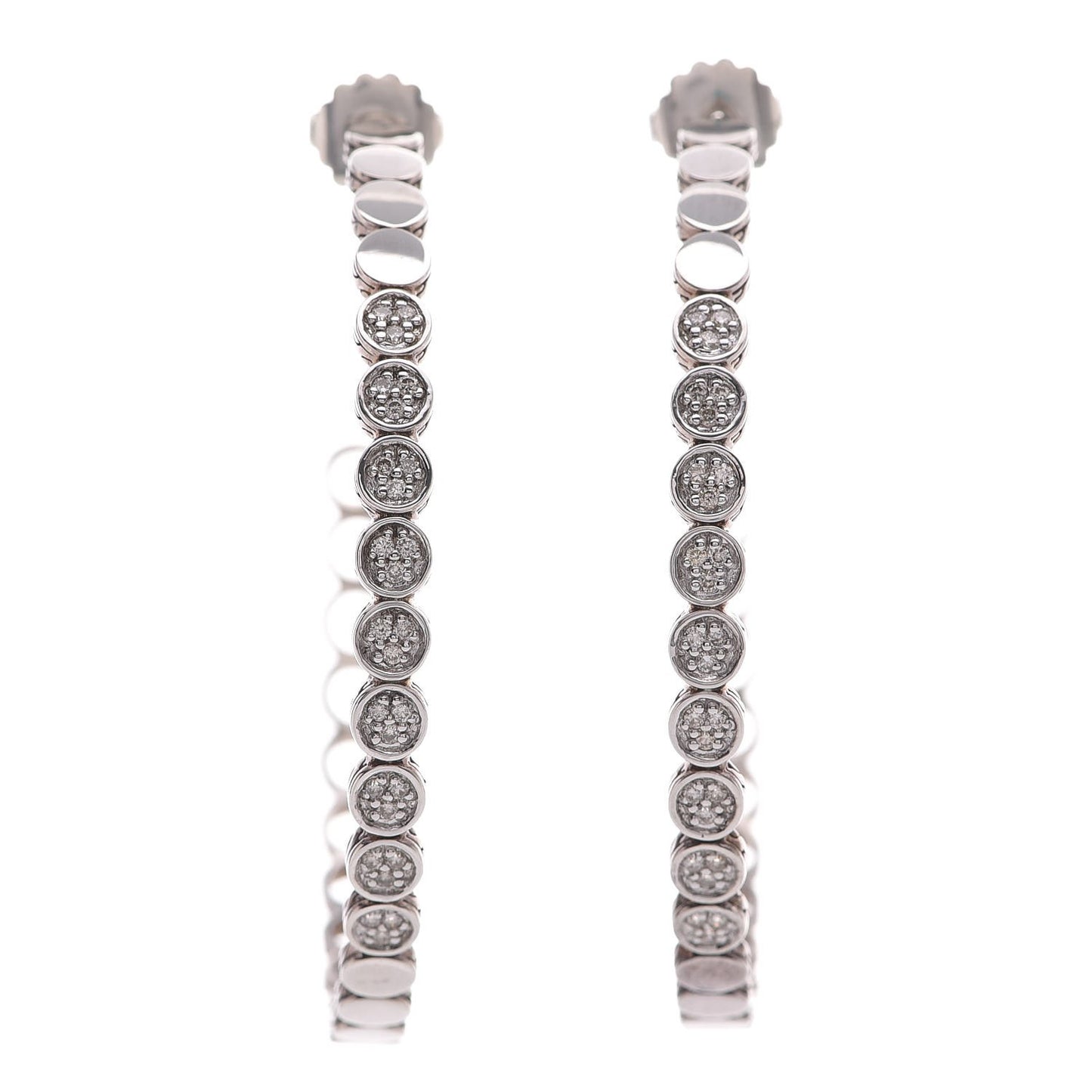 Sterling Silver Diamond 71mm Dot Hoop Earrings
