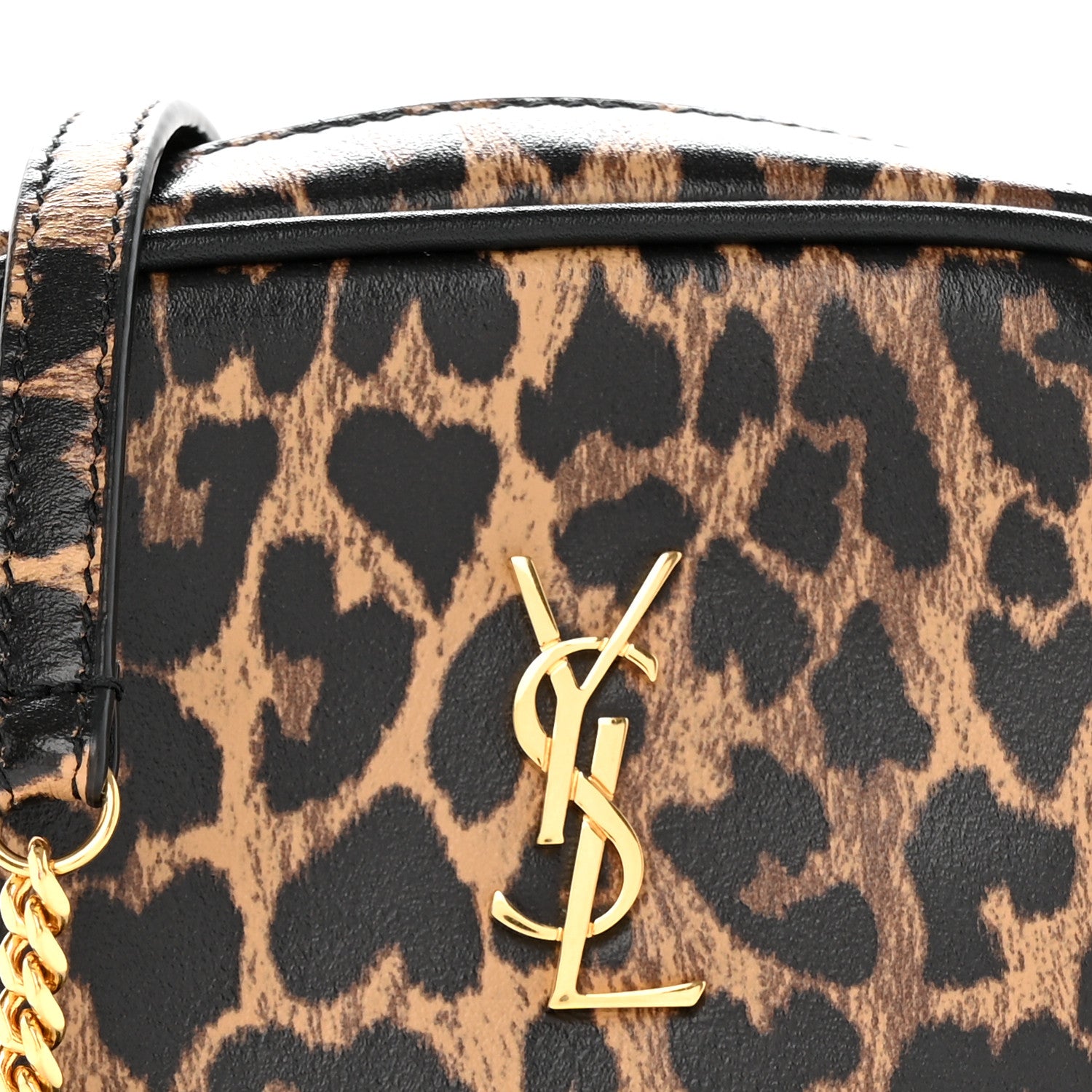 Saint Laurent Calfskin Heart Leopard Print Monogram Baby Lou Camera Bag Toffee 8 of 12