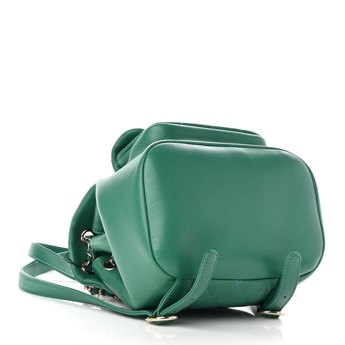 Lambskin Quilted Small Duma Drawstring Backpack Green