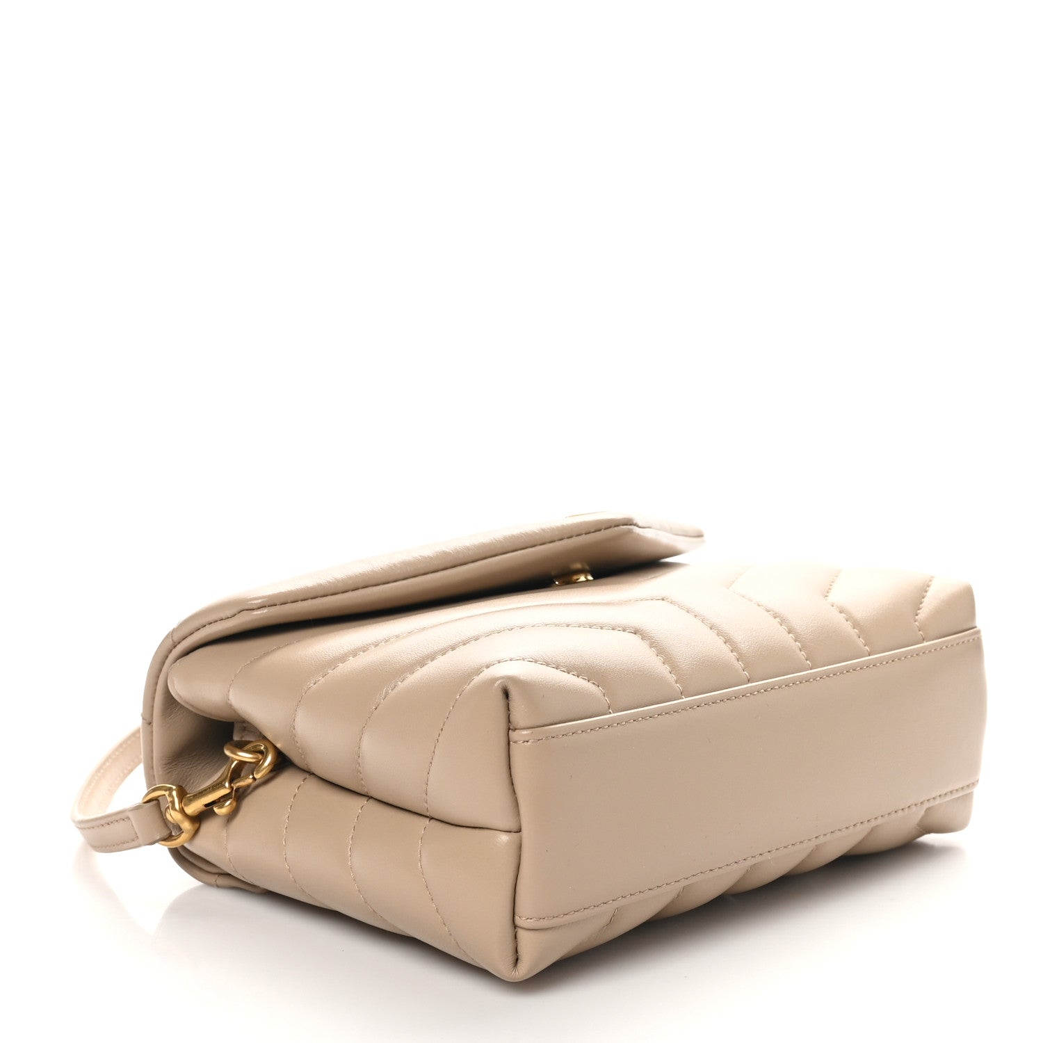 Saint Laurent Calfskin Y Quilted Monogram Toy Loulou Crossbody Bag Dark Beige 4 of 10