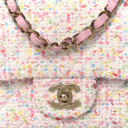 Chanel Tweed Quilted Mini Rectangular Flap White Pink Green Blue 8 of 11