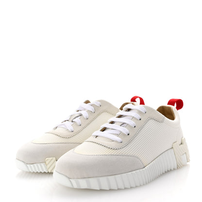 Hermes Technical Canvas Suede Goatskin Bouncing Sneakers 36 White Multicolor 4 of 10