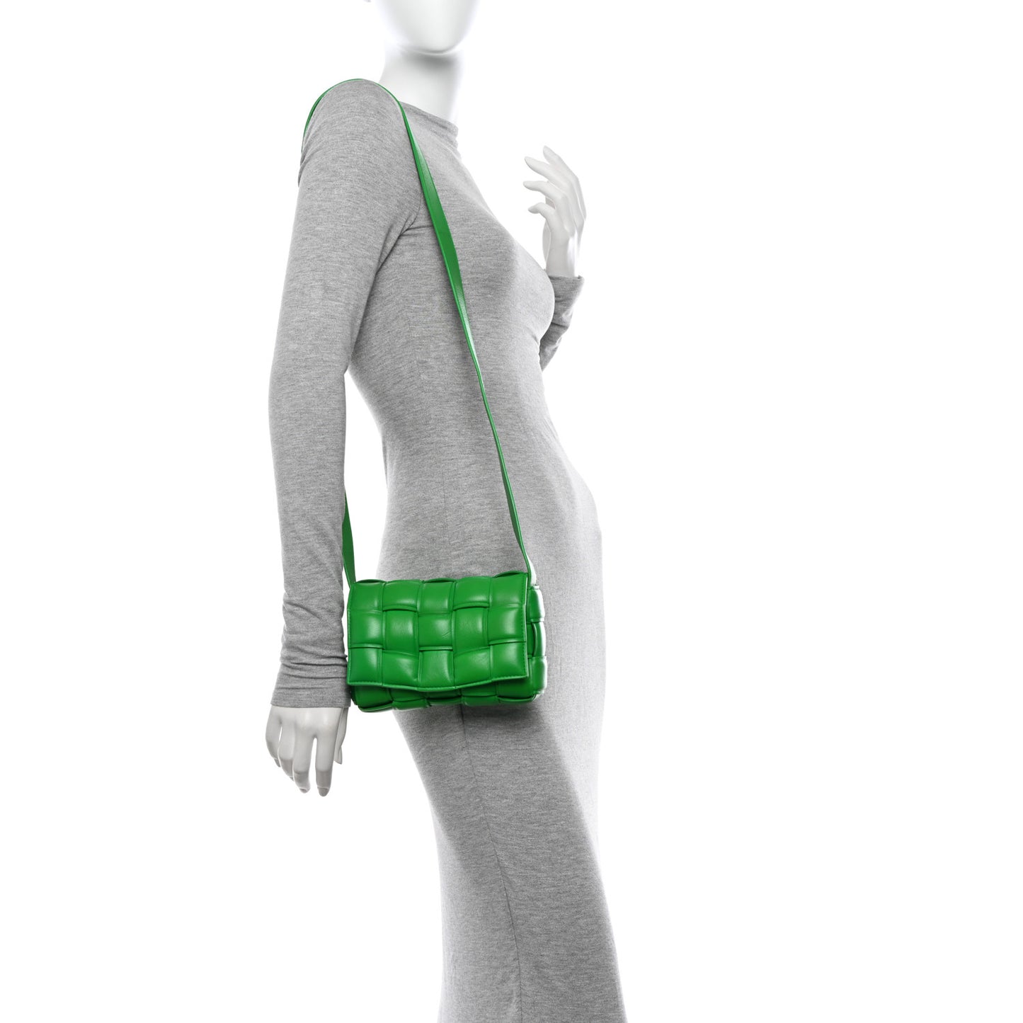 Nappa Maxi Intreccio Small Padded Cassette Crossbody Bag Parakeet
