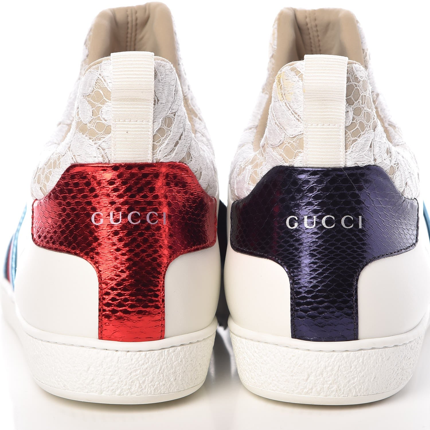 Gucci Calfskin Lace Ayers Sylvie Web Womens New Ace High Top Sneakers 40.5 White 6 of 11