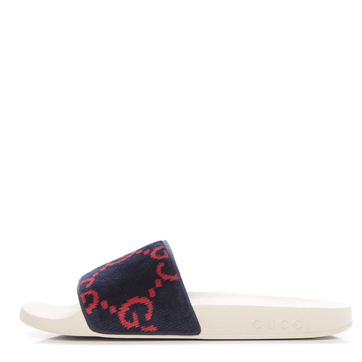 Terry Cloth GG Monogram Slide Sandals 38 Blue Red