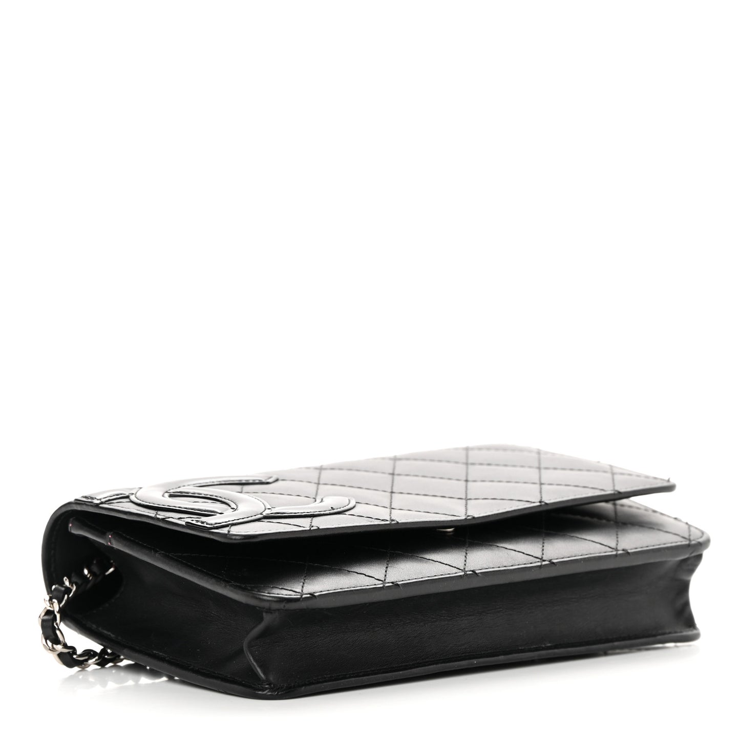 Calfskin Quilted Cambon Wallet On Chain WOC Black