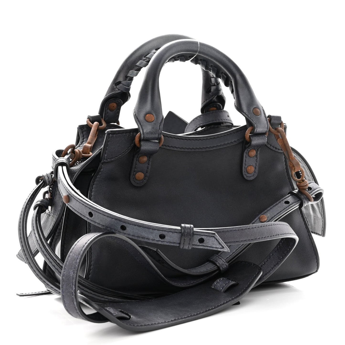 Used Calfskin Rust Hardware Mini Neo Classic City Navy