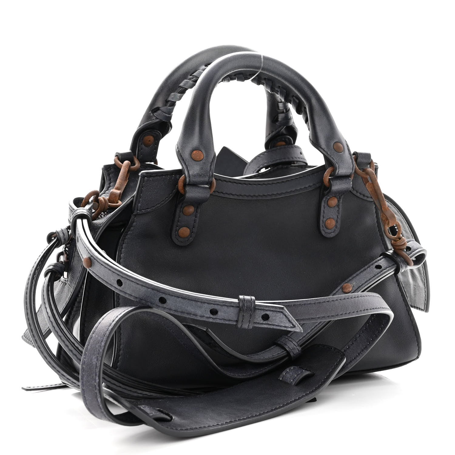 Balenciaga Used Calfskin Rust Hardware Mini Neo Classic City Navy 3 of 10