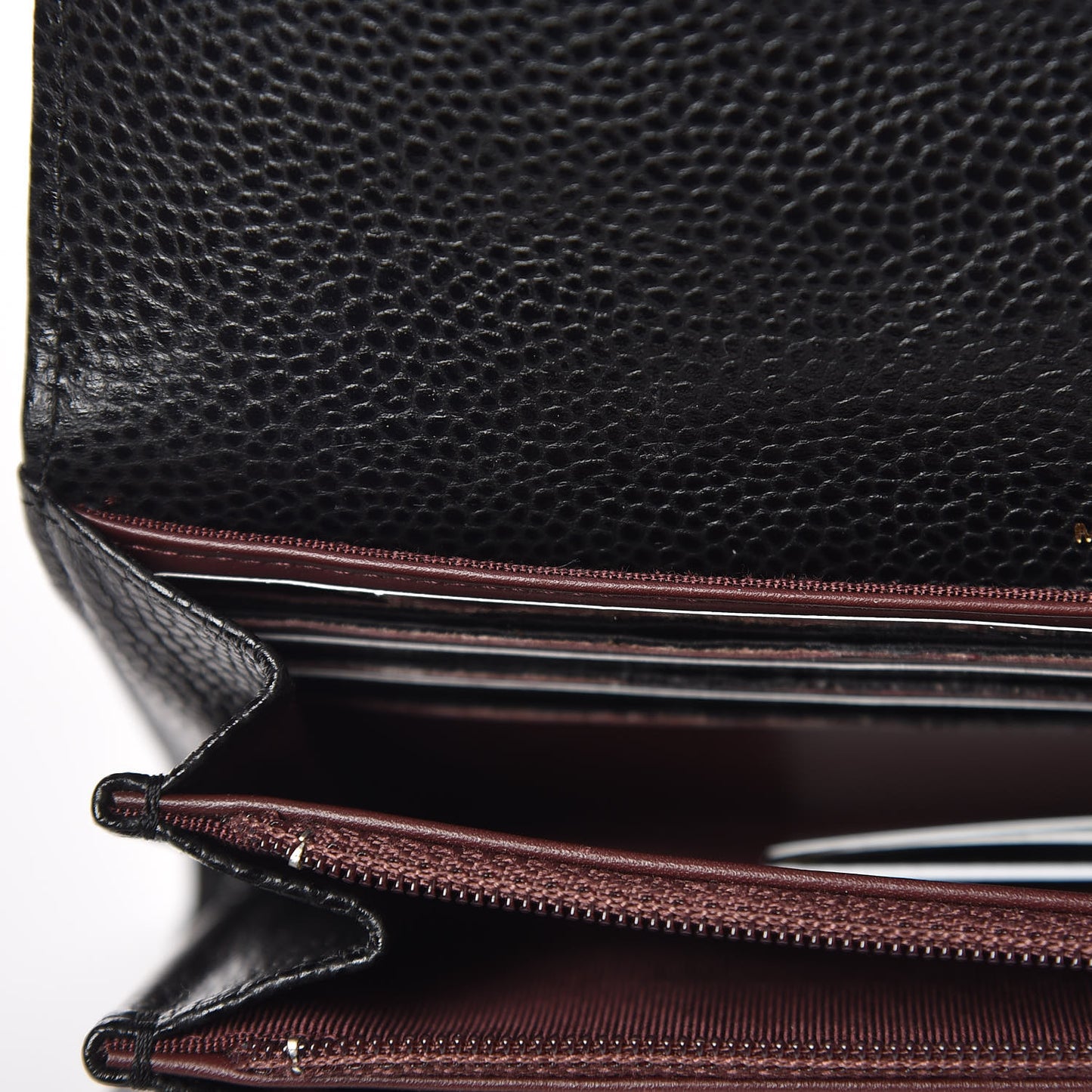 Caviar Quilted Large Gusset Flap Wallet Black