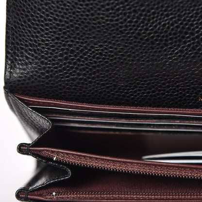 Chanel Caviar Quilted Large Gusset Flap Wallet Black 9 of 14
