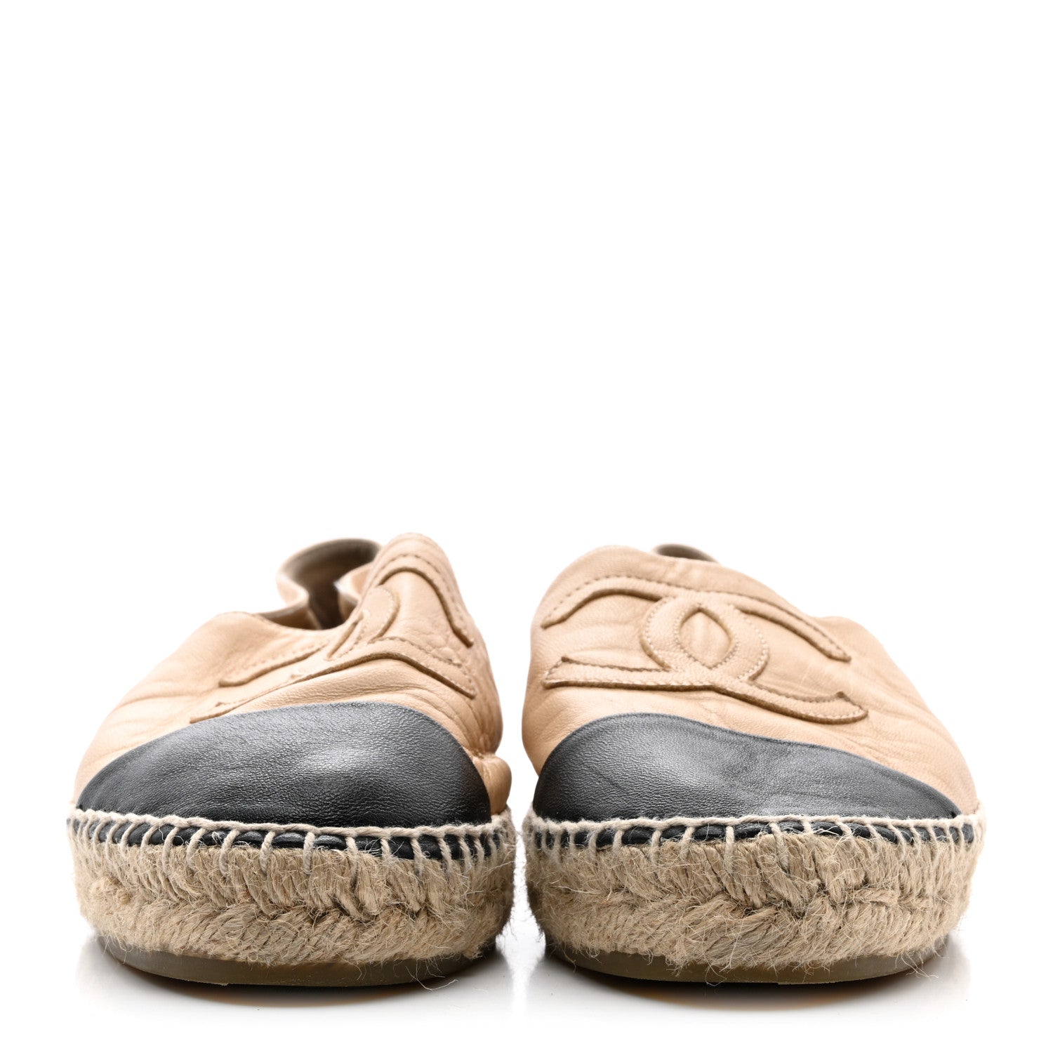 Chanel Lambskin CC Espadrilles 39 Beige Black 2 of 12