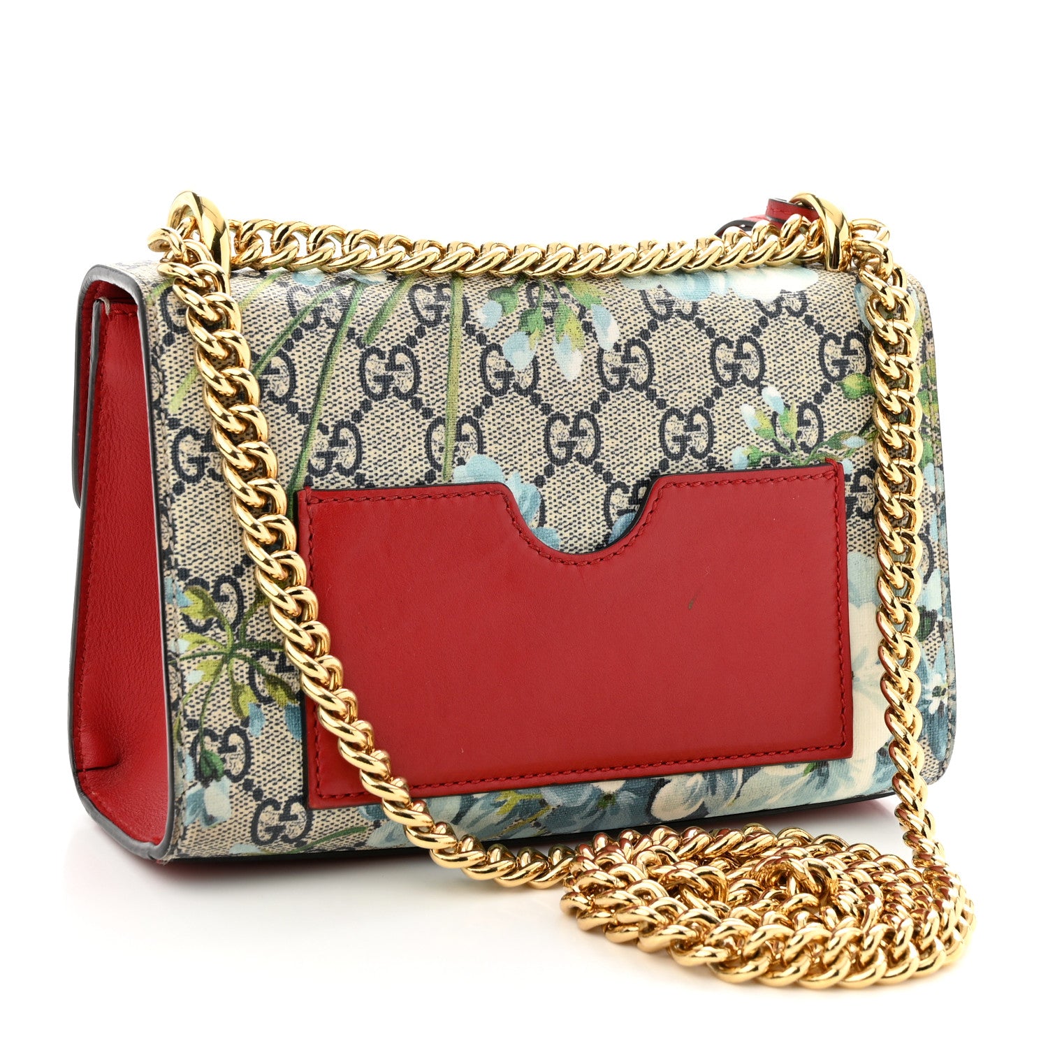Gucci GG Supreme Monogram Blooms Small Padlock Shoulder Bag Beige Blue Navy Hibiscus Red 3 of 12