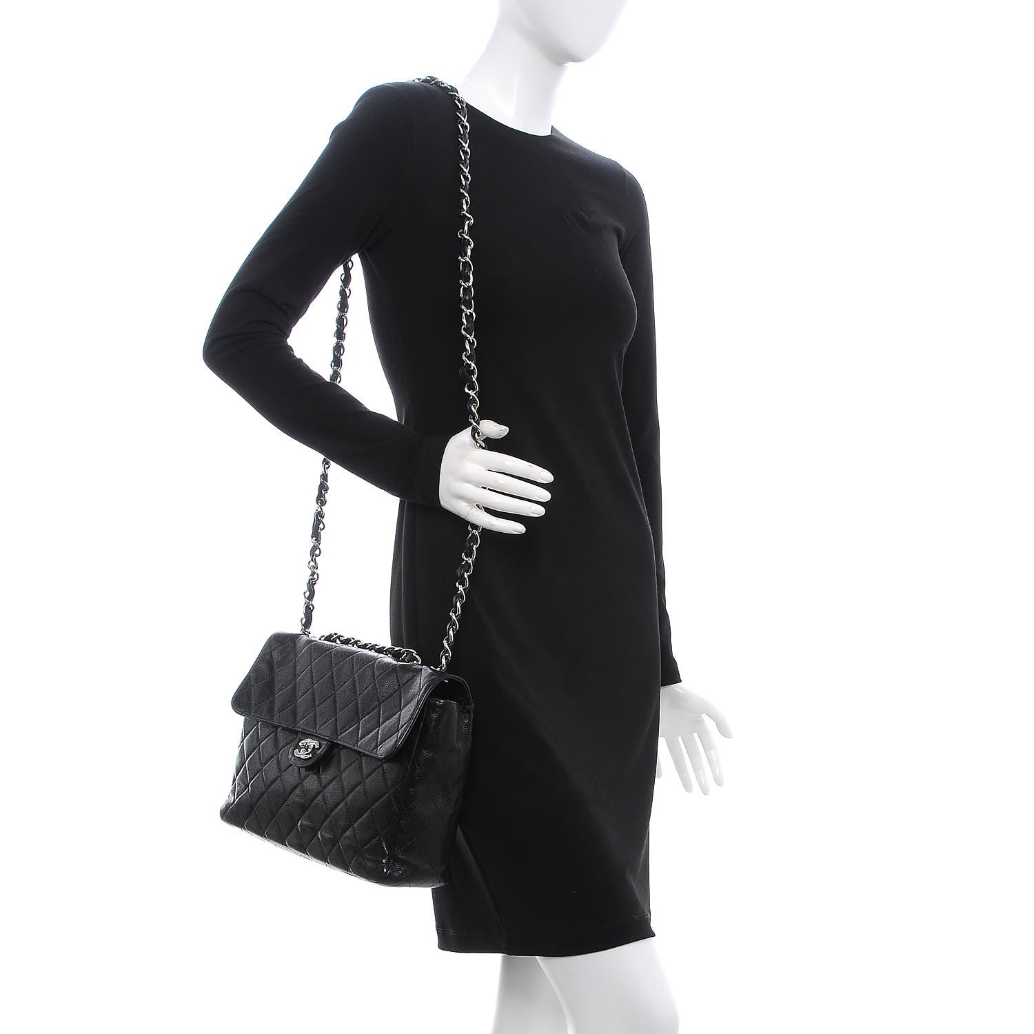 Chanel Caviar Quilted Jumbo Single Flap Black 2 of 6