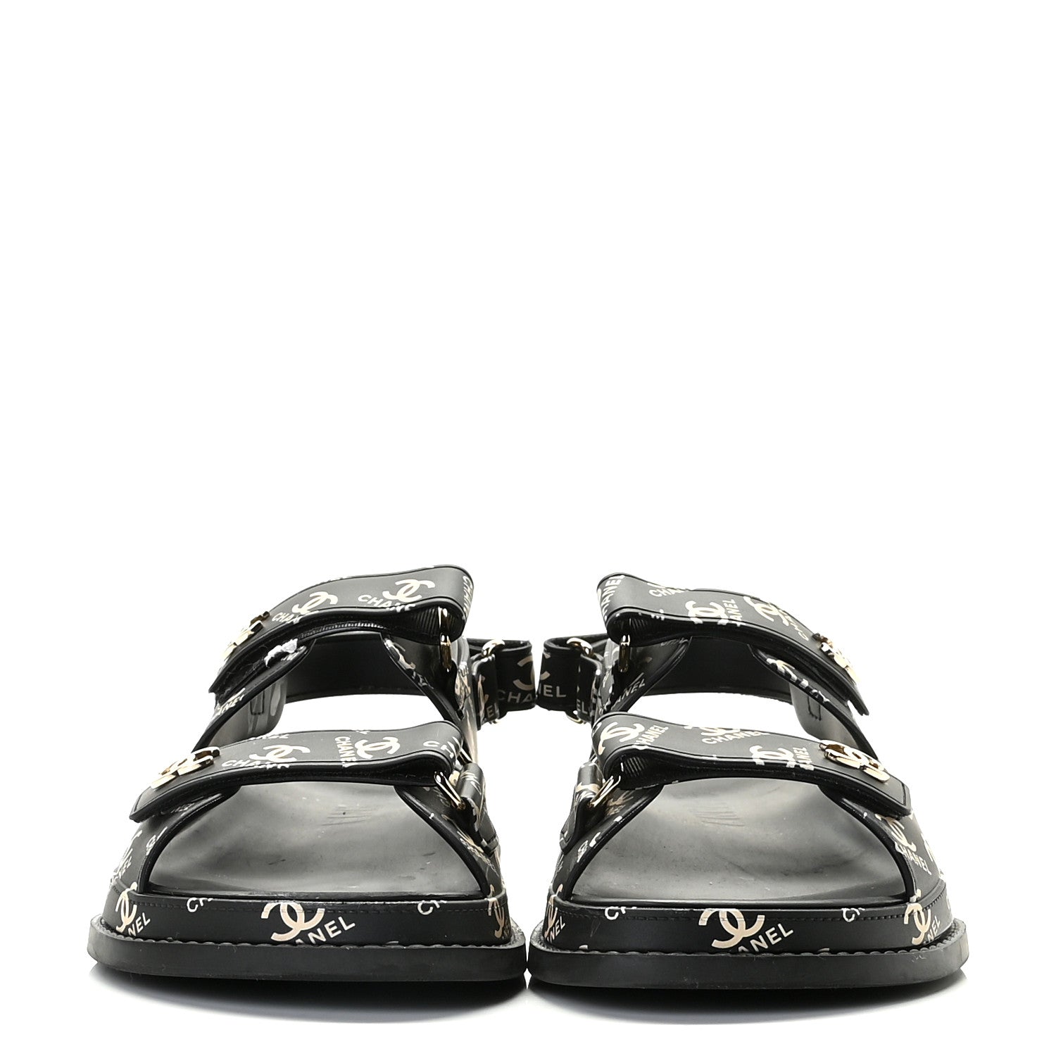 Chanel Rubber CC Dad Sandals 39 Black 3 of 12