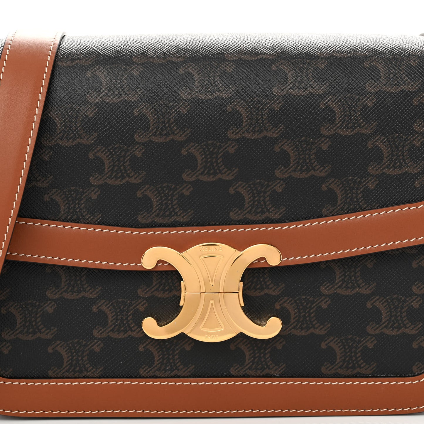 Triomphe Canvas Calfskin Medium Triomphe Bag Tan