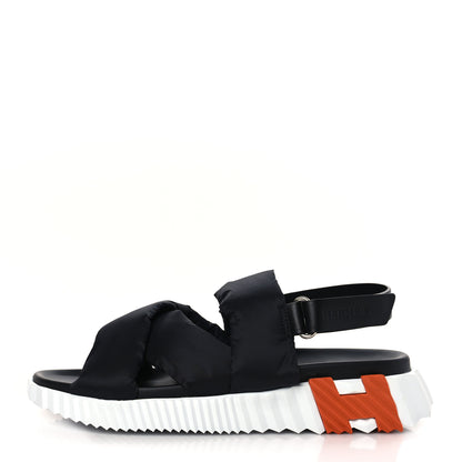 Hermes Parachute Fabric Calfskin Womens Electric Sandals 39 Black 1 of 8