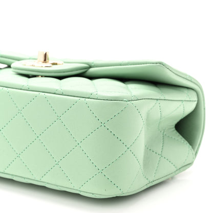 Chanel Lambskin Quilted Mini Top Handle Rectangular Flap Light Green 10 of 12