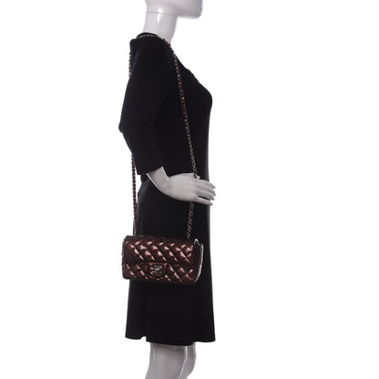 Chanel Striated Patent Quilted Mini Rectangular Flap Burgundy 2 of 14