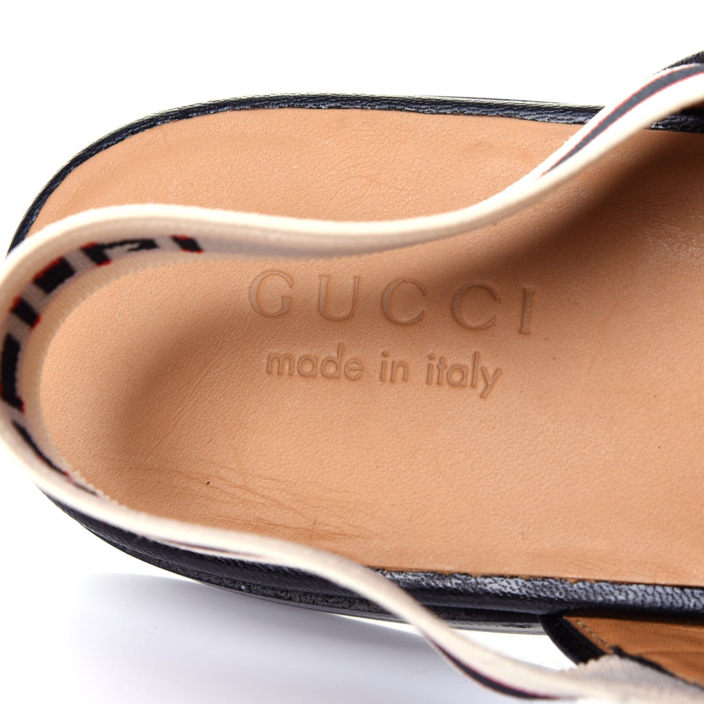 Goatskin Stripe Mens Horsebit Slingback Slippers 10 Black