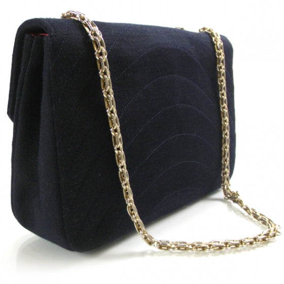 Jersey Ribbon Stitch Flap Navy