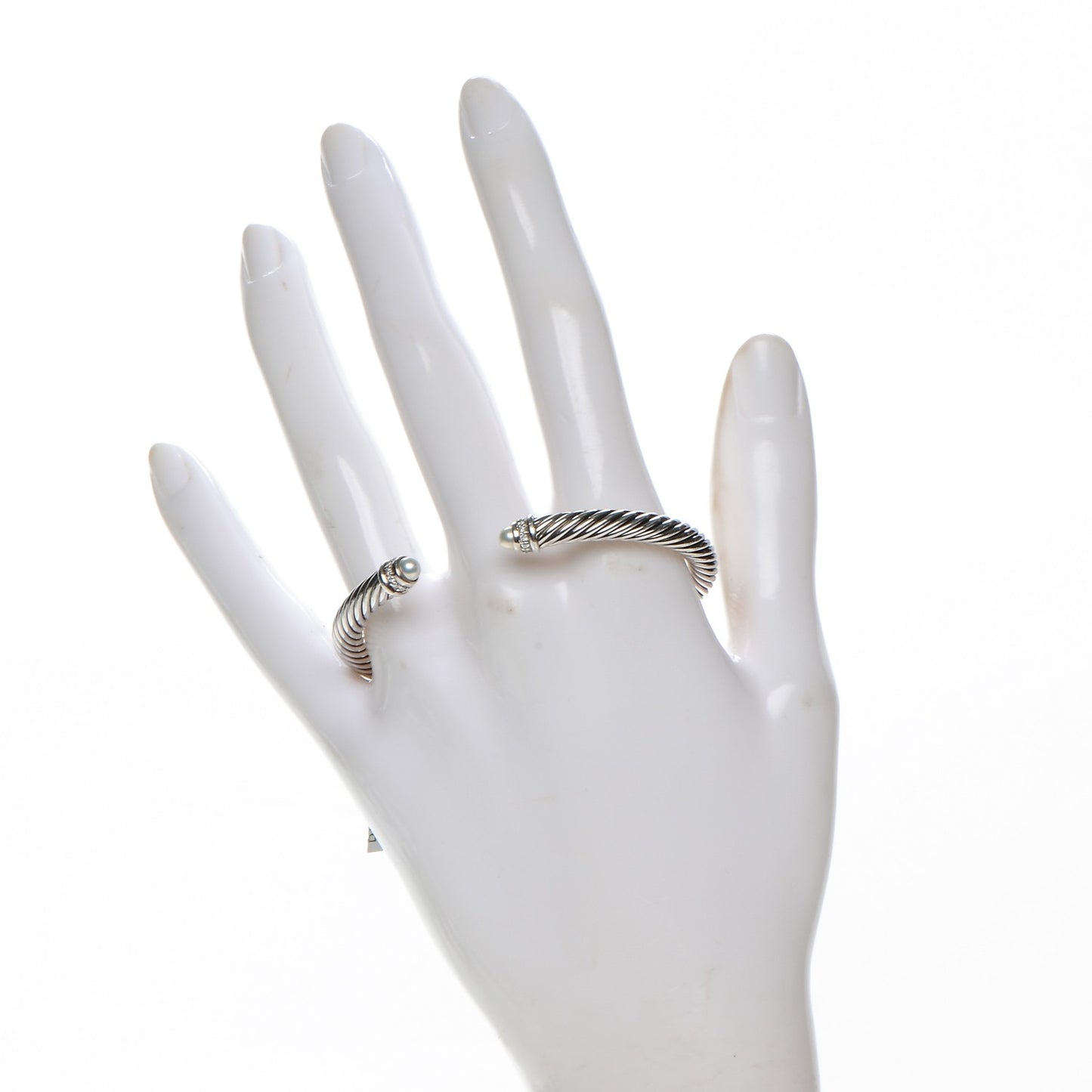 Sterling Silver Diamond Pearl 5mm Cable Classics Bracelet