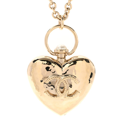 Chanel Metal CC Heart Locket Necklace Gold 4 of 7