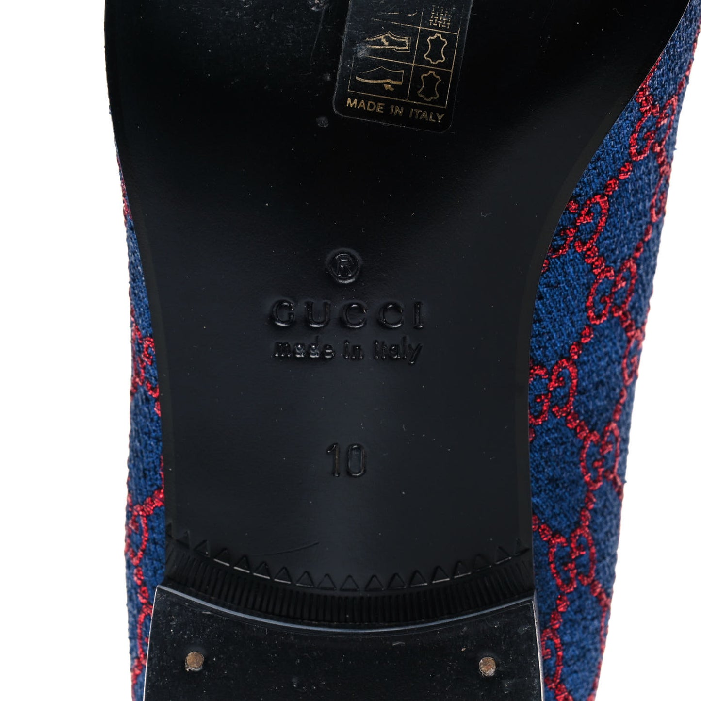 Lurex GG Monogram Mens Bow Loafers 10 Iridescent Blue Iridescent Red Black