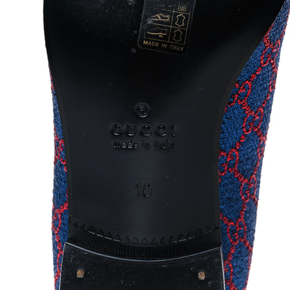 Gucci Lurex GG Monogram Mens Bow Loafers 10 Iridescent Blue Iridescent Red Black 7 of 10