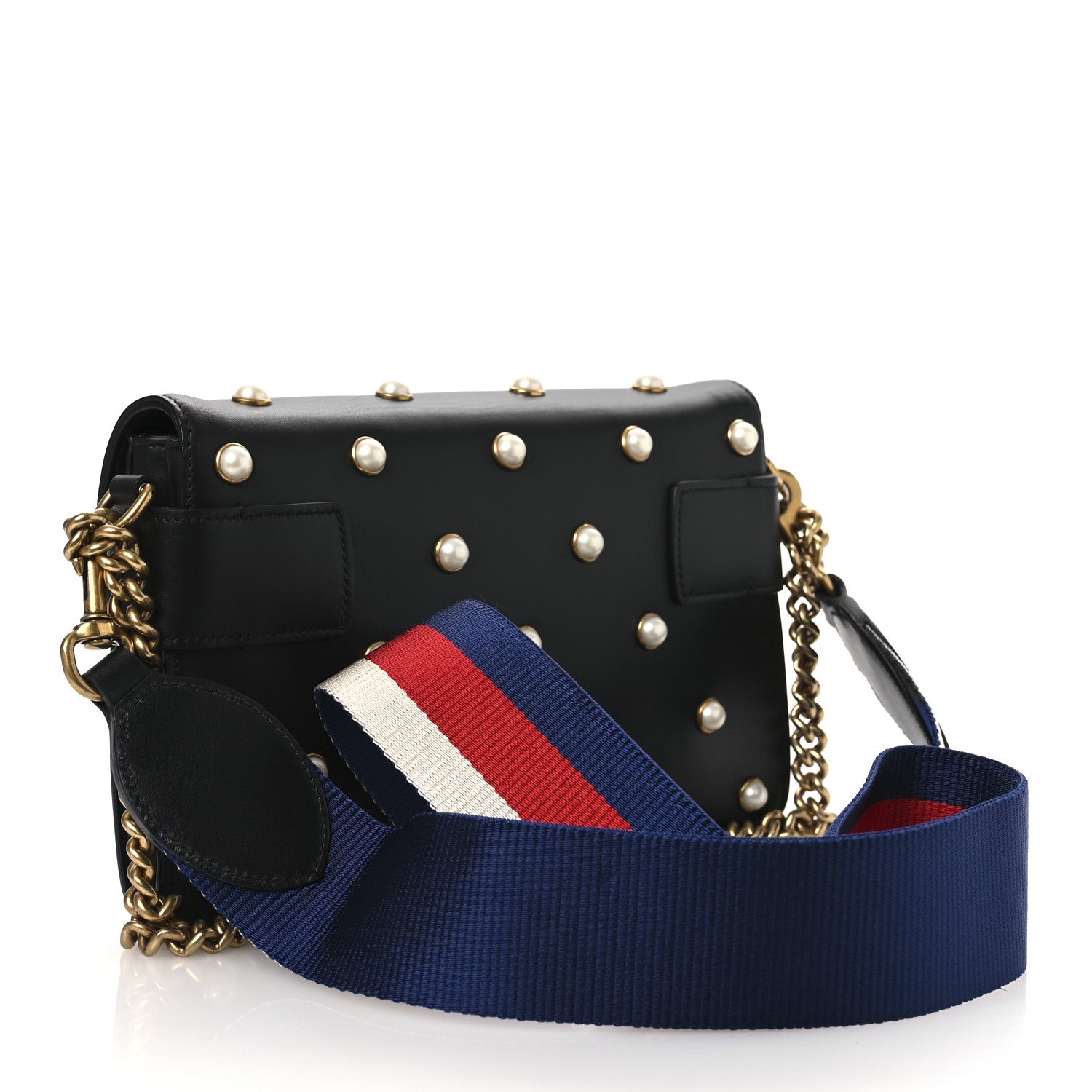 Gucci Nappa Pearl Studded Mini Queen Margaret Broadway Shoulder Bag Black 3 of 11